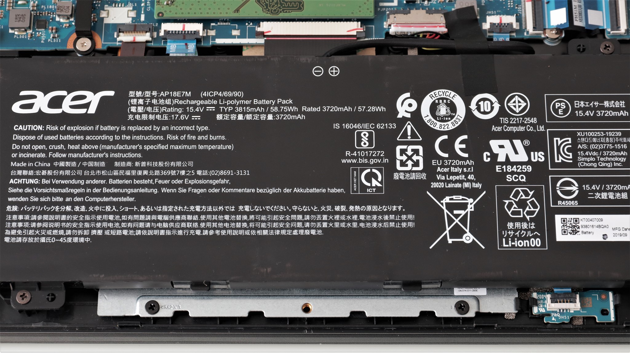 Baterie Notebook de gaming Acer Nitro 5 AN515-55