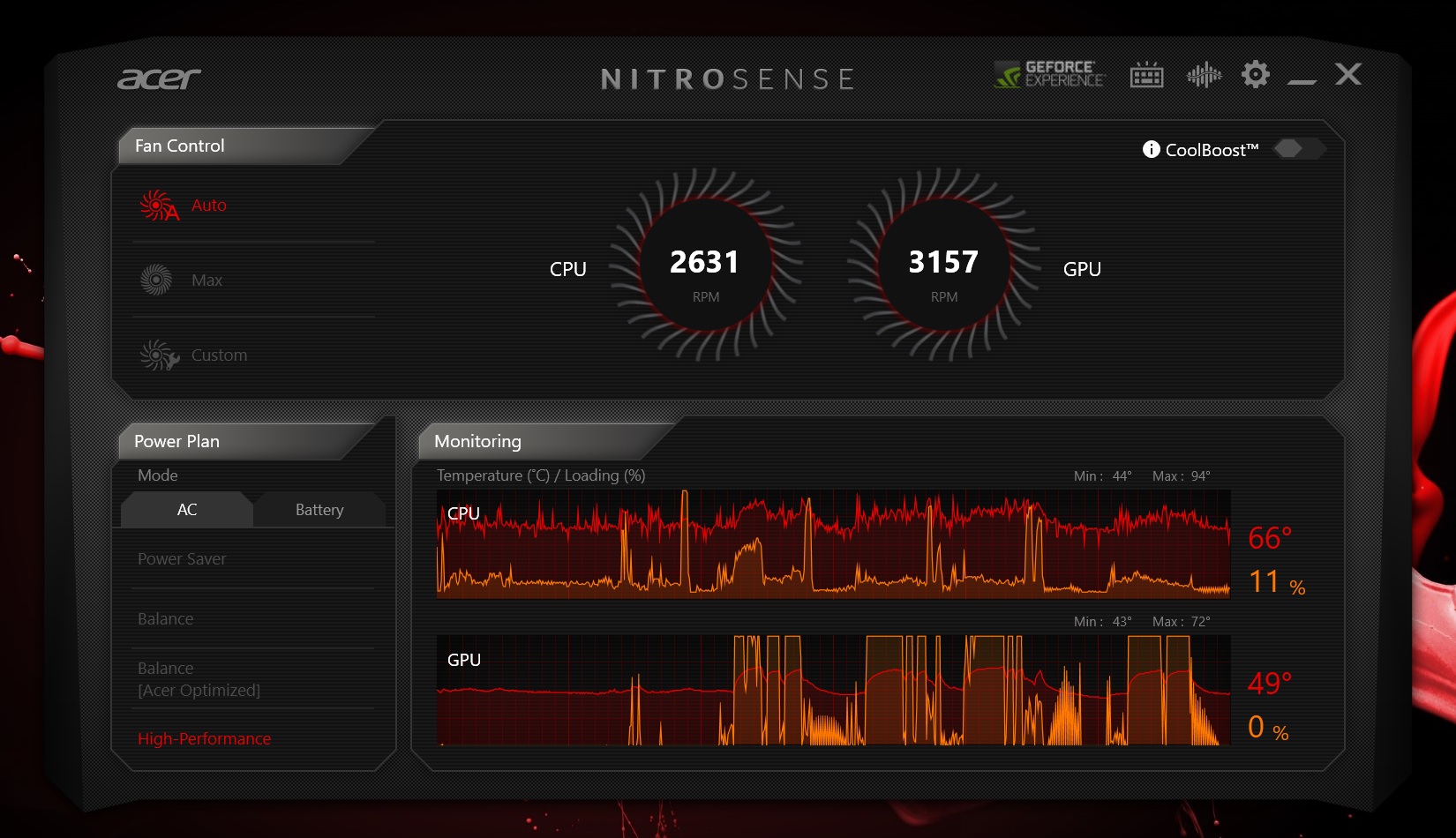 Temperaturi CPU si GPU Acer Nitro 5 AN515-55