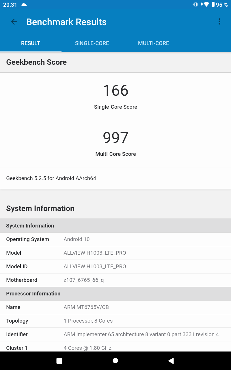 Teste benchmark Allview Viva H1003 LTE PRO