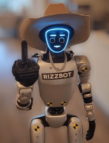TikTok robot icon Rizzbot flipped me off