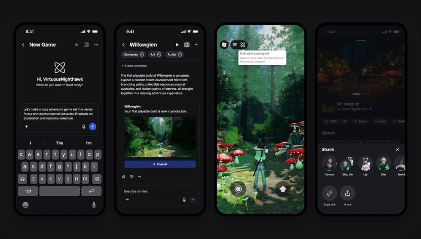 Roblox introduces a game-development functionality enhanced by AI in its mobile application.