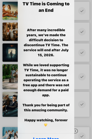 The widely-used TV-tracking application TV Time is closing down as the company shifts its focus towards AI.